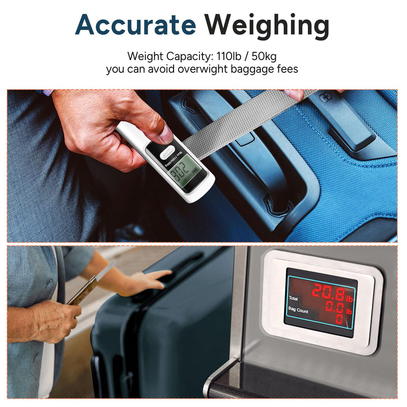 Travel Inspira TSA Approved Luggage Strap - Adjustable Length with Combination Lock and Luggage Scale Battery-Free 110 Pounds, Battery Included