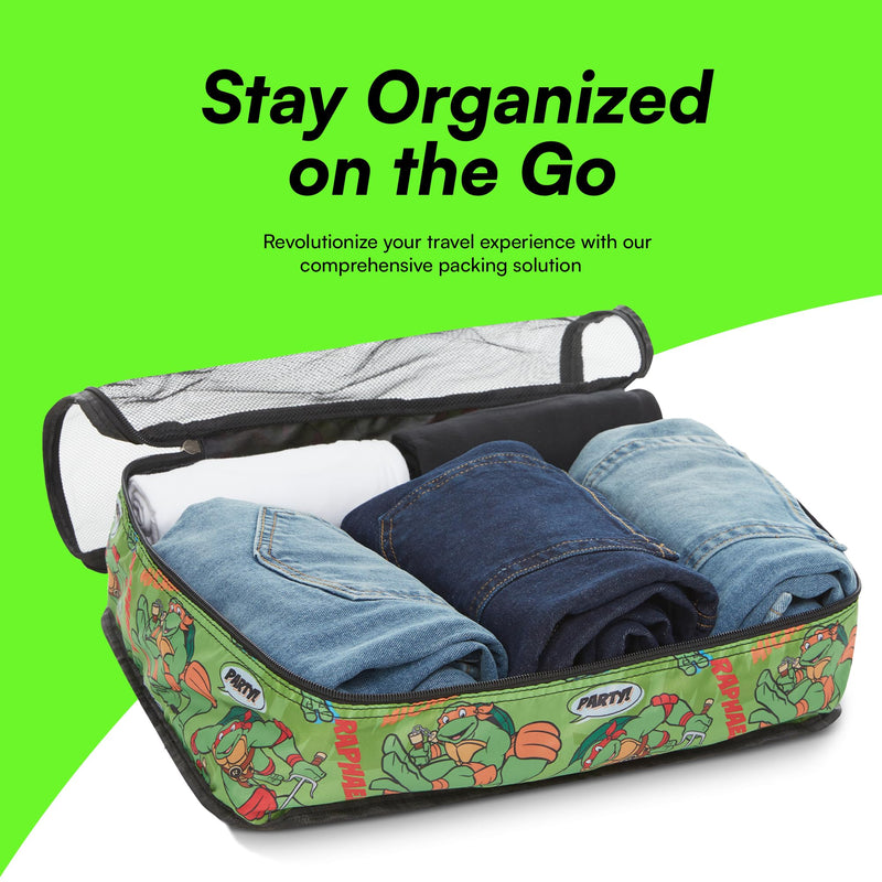 Teenage Mutant Ninja Turtles Packing Cubes - Leonardo, Raphael, Donatello, Michelangelo - TMNT 5 Piece Travel Luggage Organizer Set for Kids Teens Adults