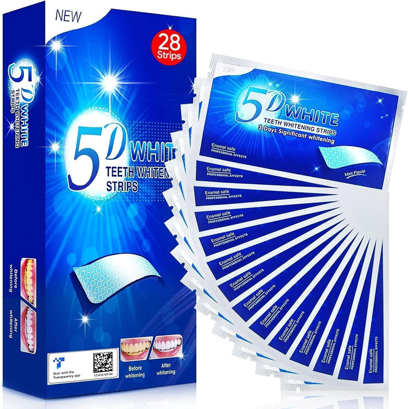 New 5D Teeth Whitening Strips, Tooth Whitening Kits, at Home Teeth whitening Strips, Teeth Whitening Strips Teeth Whitener 14 Packs 28 Pcs