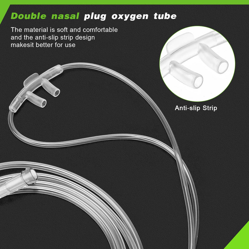 [Australia] - 5 Pack Soft Nasal Oxygen Cannula for Adult - 7 Feet, Standard Connector, Kink Resistant, Lightweight Tubing for Comfortable Oxygen Delivery, Green 