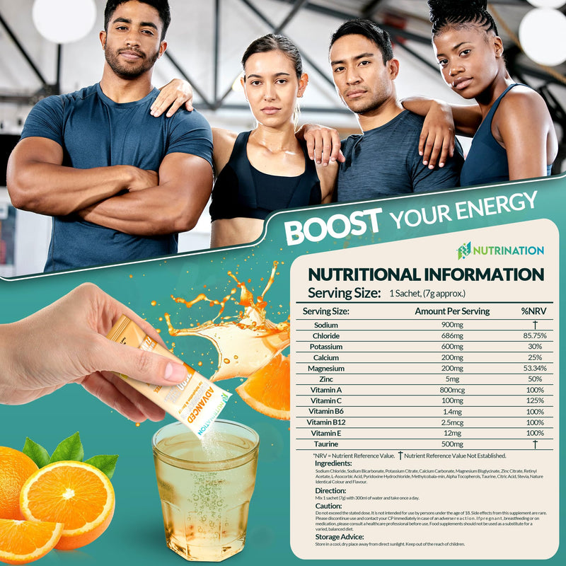 Advanced Electrolytes Sachets – High Strength Hydration Sachets with 5 Electrolytes, 5 Essential Vitamins & 500mg Taurine for Energy Support – Zero Sugar, Zero Calories – Variety Pack of 30 30 Sachets