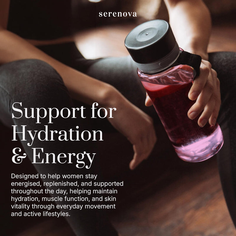 Serenova Electrolytes Sachets with Creatine 15 x 8g | Pink Lemonade Flavour | Low Calorie Electrolytes with 23 Vitamins & Minerals | Hydration Sachets for Women | Supports Performance & Recovery