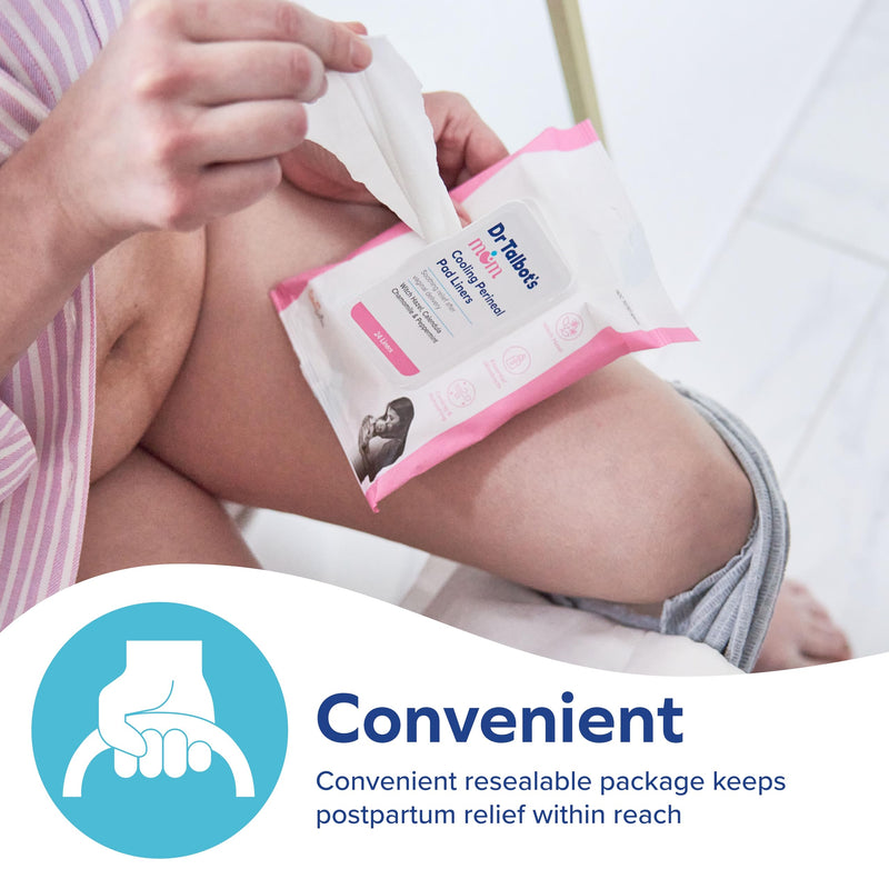 [Australia] - Dr. Talbot's Mom Postpartum Perineal Pad Liners - Instant Cooling Witch Hazel Pad Liners for Postpartum Care - 24 Liners Cooling Perineal Pad Liners 