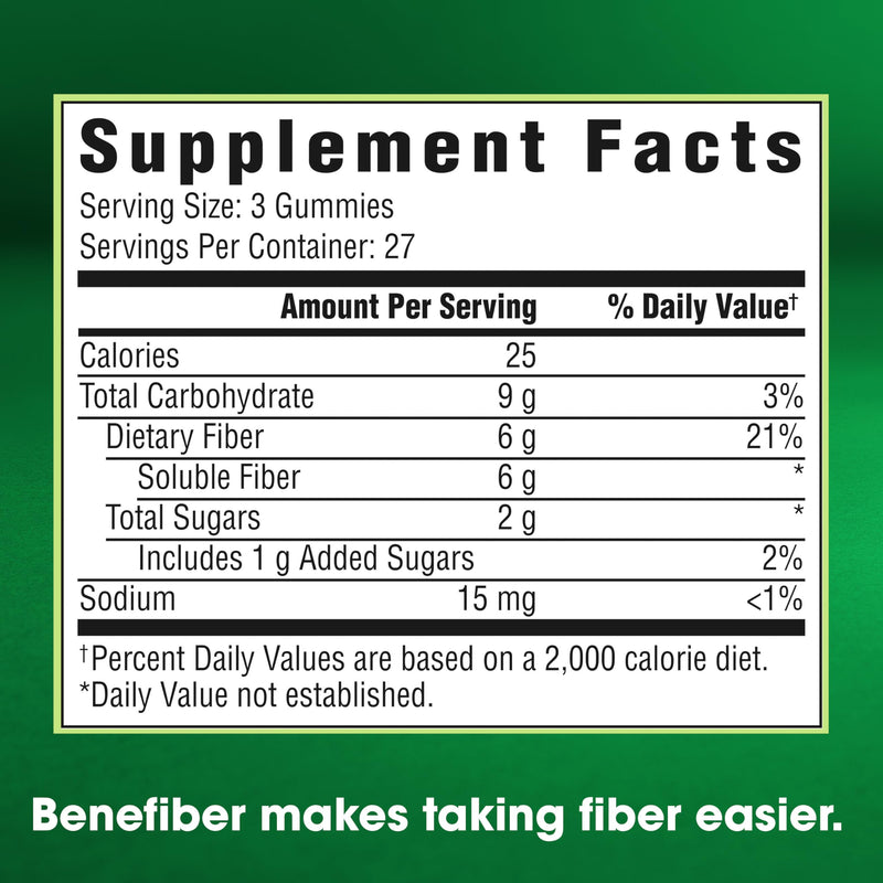 [Australia] - Benefiber Prebiotic Fiber Supplement Gummies for Digestive Health, Assorted Fruit Flavor - 81 Count 1 Count (Pack of 81) 