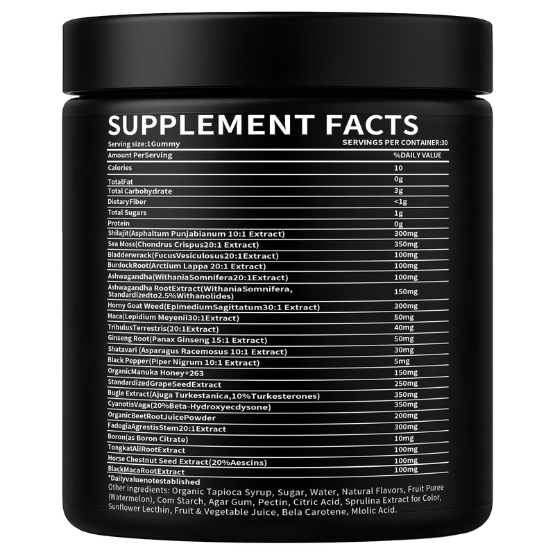 [Australia] - Alpha Gummies for Men - 22 in 1 Gummies with Pure Shilajit | Sea Moss | Ashwagandha | Organic Manuka Honey + 19 More Ingredients, Help Support Daily Energy, Drive & Active Performance, 30 Gummies 