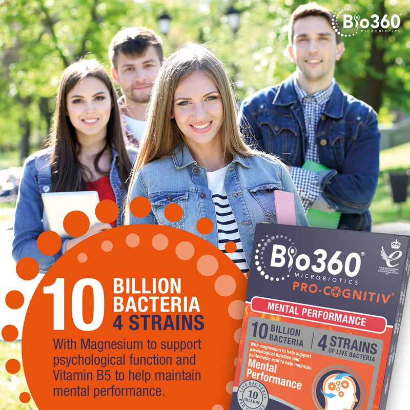 Natures Aid Bio360 Pro-Cognitiv Probiotic 10 Billion Live Bacteria CFU - Supports Brain Health and Mental Performance - High Strength - Vegan, Gluten Free, Non-GMO - 60 Capsules Pro-Cognitiv 60 Capsules