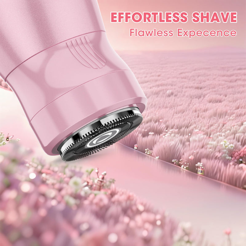 [Australia] - Karrte 5-in-1 Electric Razor for Women's Pubic Hair, Painless Body Shaver and Facial Epilator, Hair Removal for Face, Bikini Trimmer for Women's Private Area Pink 