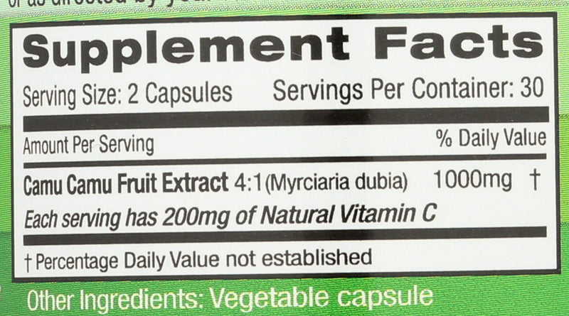 Emerald Labs Camu Camu - Plant-Sourced Vitamin C, Bioflavonoids, Amino Acids & B Vitamins - Gluten-Free, Vegan - 60 Vegetable Capsules (30-Day Supply) | Plant-Sourced Vitamin C, Bioflavonoids, Amino Acids & B Vitamins, Gluten-Free, Vegan