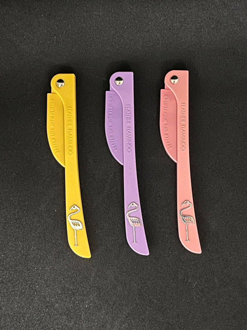 [Australia] - Feather Flamingo Facial Touch Up Stainless Steel Razor for Eyebrow and Face Hair Removal - 3 Pack | Foldable and Long-Lasting 