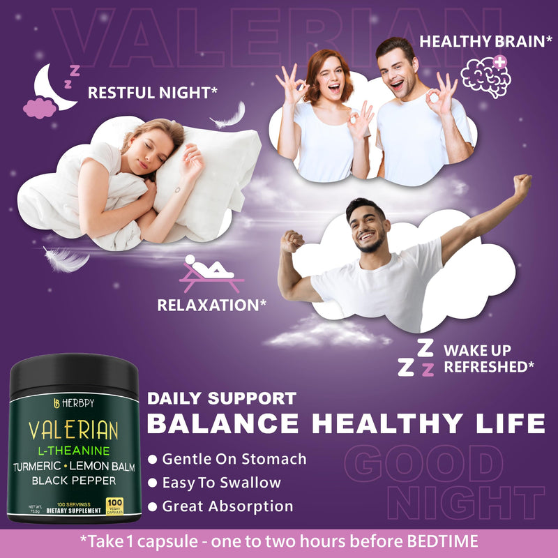 Herbpy Bundle 6in1 Magnesium Glycinate Supplement & 5in1 Valerian Root Capsules