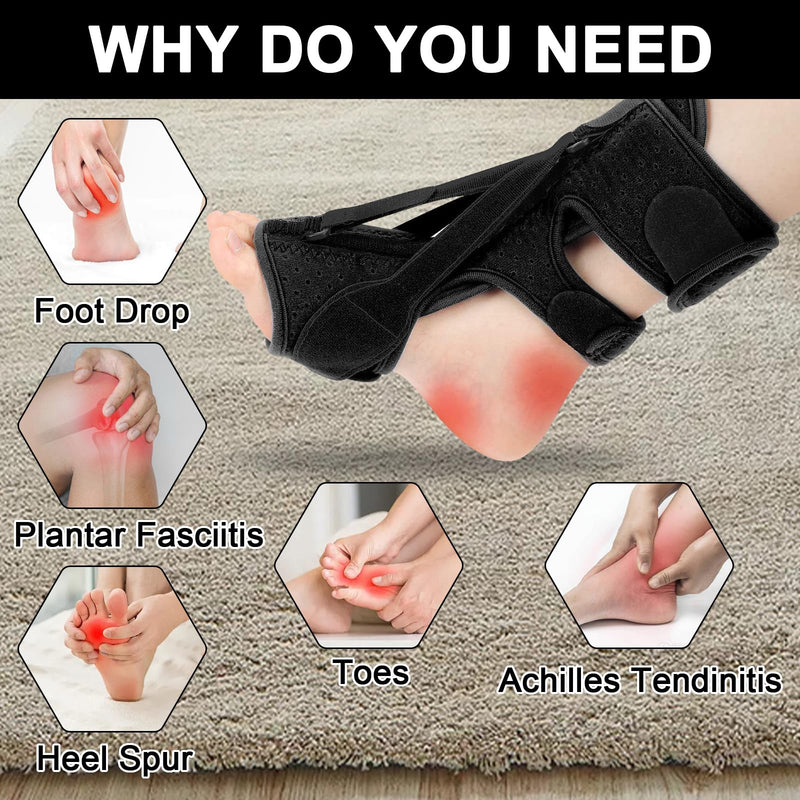 [Australia] - Roinaid Achilles Tendon Bandage Plantar Fasciitis Bandage Comes with 1 Fasciitis Sock and Drawstring Bag Suitable for Achilles Tendonitis Foot Drop Weakness Arch and Foot Problems (Black) 