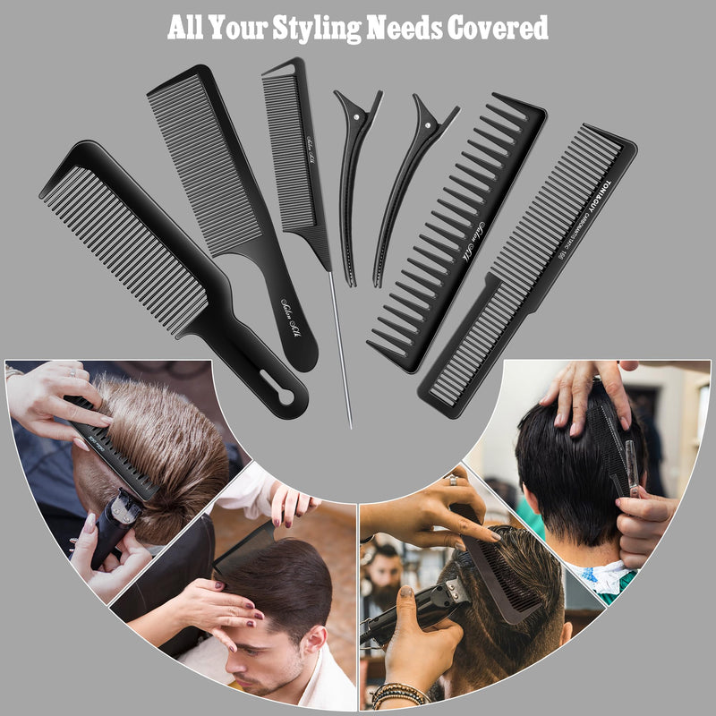 [Australia] - SALONSILK 13PCS Hair Cutting Shaving Brush and Comb Set, Professional Barber Combs for Hair Stylist, Premium Grade Barber Brush Neck Duster, Fading Comb Barber Clipper Comb Hair Dressing Brown 