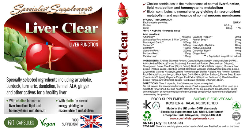 Liver Clear Liver Function Support, 60 Capsules