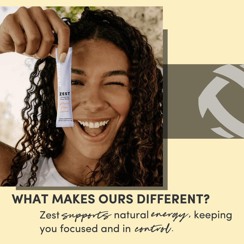 Tranont Zest Energizing Focus Blend | Roasted Peach Lemonade Energy Powder | Gluten-Free, Sugar-Free with Green Tea L-Theanine, Vitamins & Antioxidants for Energy, Focus, and Health | 15 Sticks