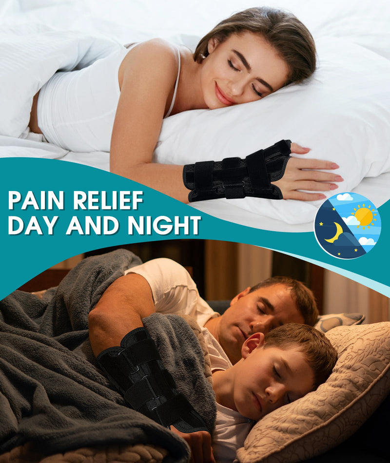 Wrist Brace with Thumb Support for Carpal Tunnel, Thumb Brace for De Quervain's Tenosynovitis, Tendonitis, Thumb Spica Splint Right Hand, Wrist Support Men and Women Black-Right Hand One Size