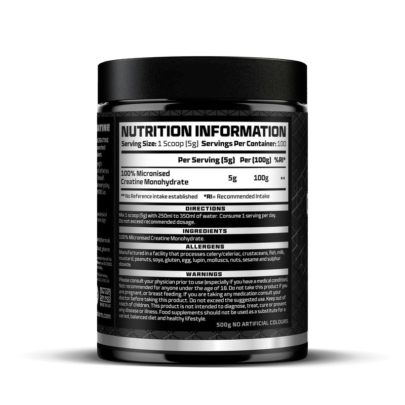 Beast Creatine Monohydrate Powder 100 Servings (500g) Easy Dissolve 100% Pure Micronised Creatine Powder for Strength and Muscles - Unflavoured 100 Servings (500g)