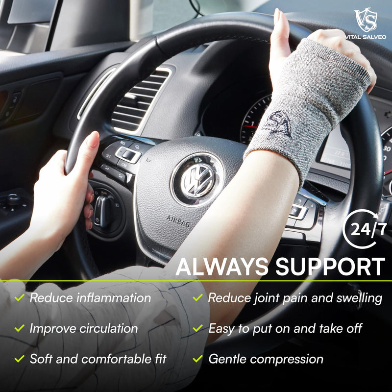 Vital Salveo-Wrist Compression Recovery Carpal Tunnel Hand Sleeve/Brace(Medium) Medium