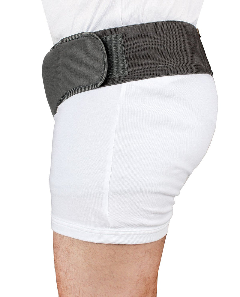 Hernia Belt for Men Hernia Support Truss for Single/Double Inguinal or Sports Hernia, Adjustable Waist Strap with 2 Removable Compression Pads Breathable Material (GREY) (Medium(32" - 36")) Medium(32" - 36")