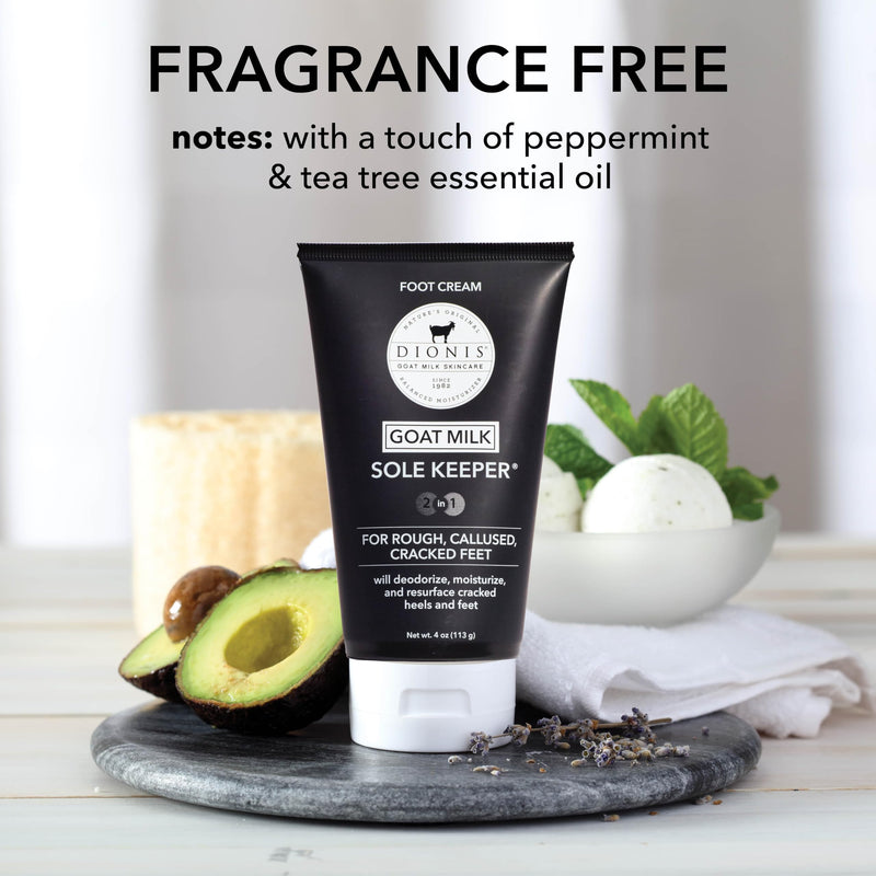 Dionis Goat Milk Sole Keeper® Moisturizing Foot Cream, 4 oz | Award-winning, Moisturizing Foot Lotion For Dry, Cracked Heels & Feet with Shea Butter, Avocado & Peppermint Oil White