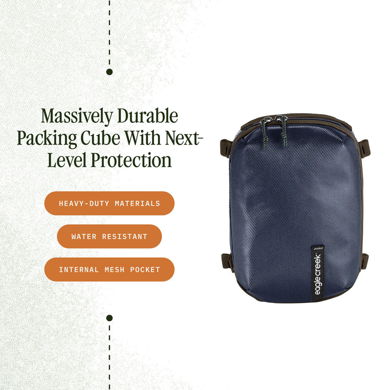 Eagle Creek Pack-It Gear Cube - Durable Packing Cube & Outdoor Travel Organizer to Keep Items Secure - Water Resistant - Easily Attachable - Easy Gripping - Small, Atlantic Blue