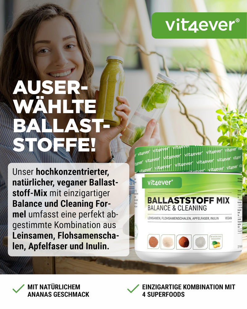 [Australia] - Combination of fiber - 400 g powder with psyllium husk, inulin (prebiotic), apple fiber, linseed - high in fiber - vegan - with natural pineapple flavor - premium quality 