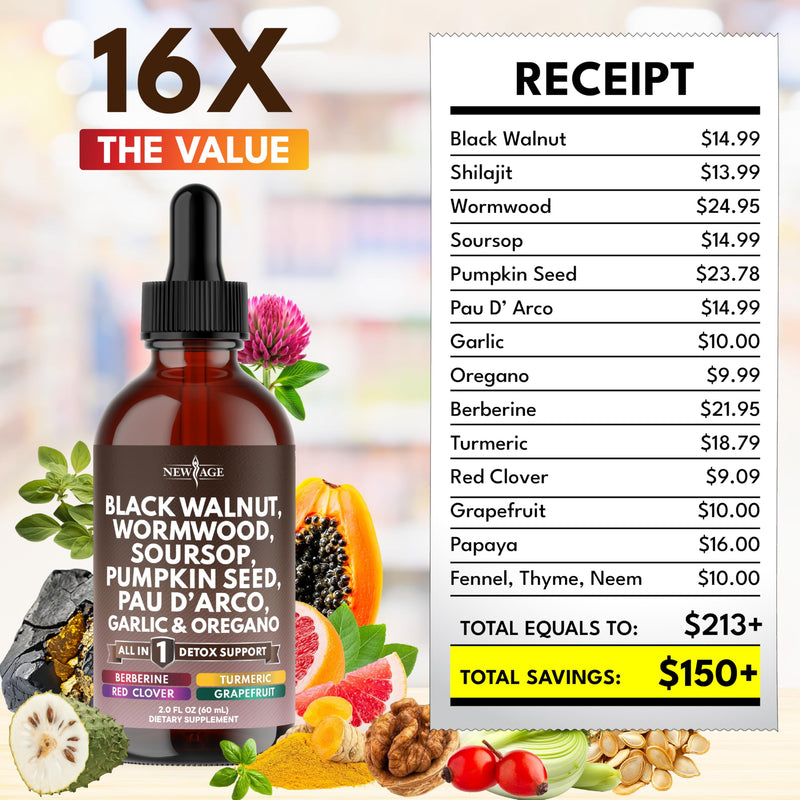 [Australia] - Black Walnut Wormwood Cleanse Drops - Liquid Soursop, Garlic, Pumpkin Seed, PAU D'Arco, Oil of Oregano, Turmeric, Berberine, Neem Extract, Hull Bark, Tincture - 8oz 8 Fl. Oz (Pack of 4) 