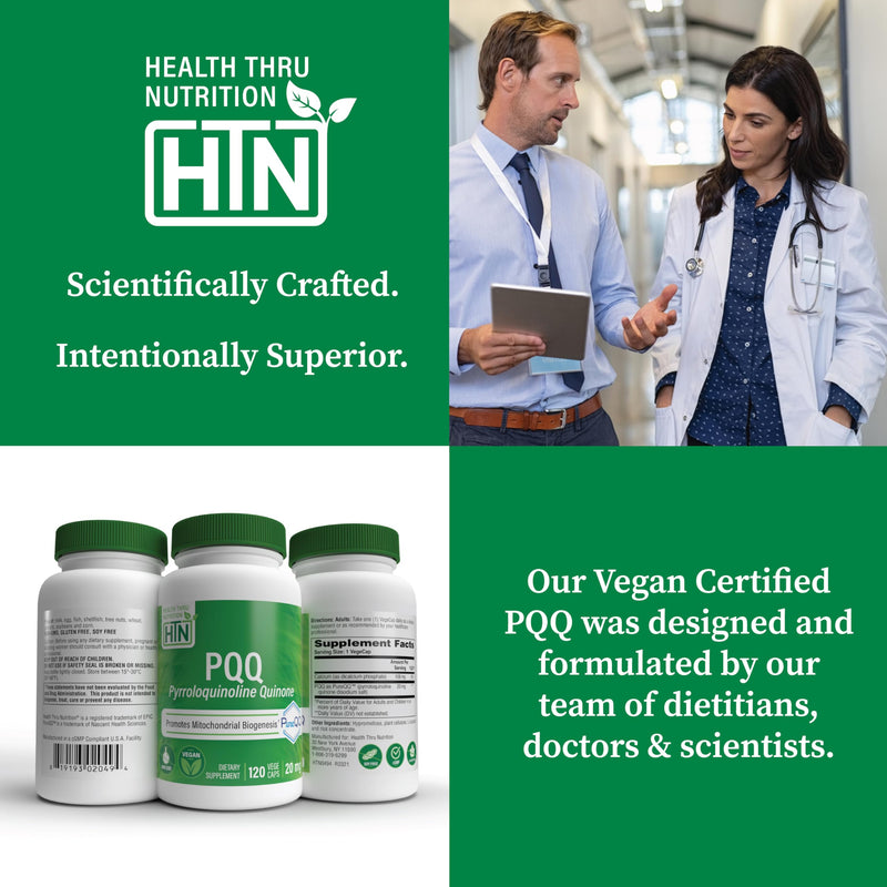 Health Thru Nutrition PQQ + CoQ10 Bundle: 20mg Pyrroloquinoline Quinone & 100mg CoQ10 with BioPerine (120 Servings Each)