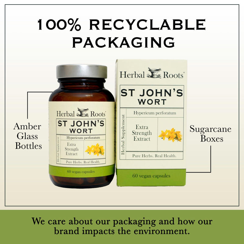[Australia] - Herbal Roots St Johns Wort Capsules | 450 mg per serving | Pure St. John’s Wort with No Binders or Fillers Non GMO | 60 Vegan Capsules 