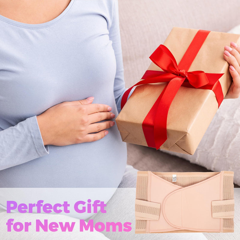 Shrink Smart Postpartum Belt - Belly Support Recovery Wrap - Postpartum Belly Band, Slimming Girdle, Body & Waist Shapewear, Post Surgery Pregnancy Support Band (Beige, Large/X-Large) Large-X-Large Beige