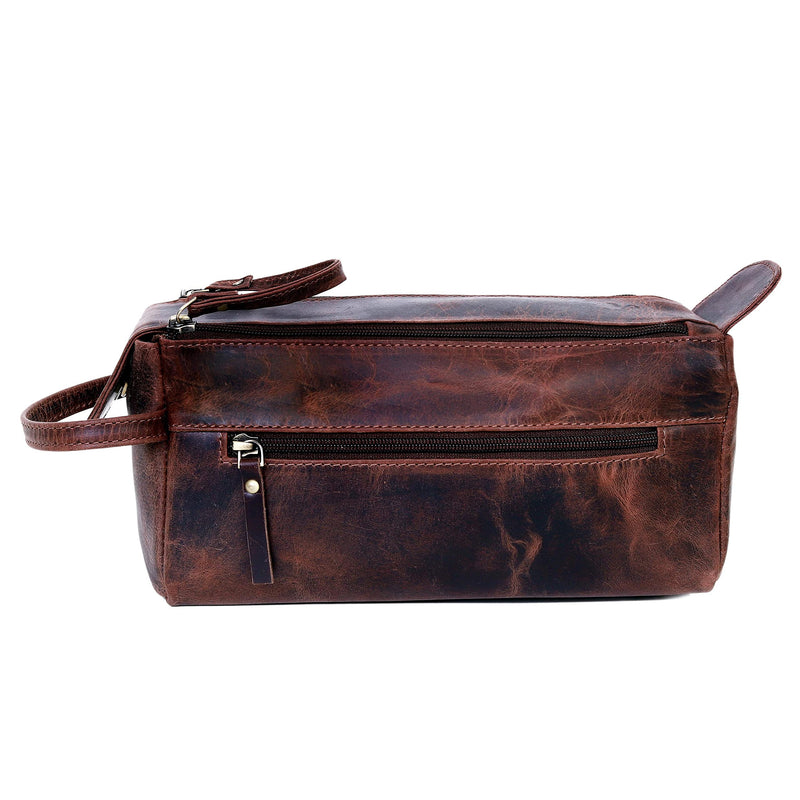 Leather Travel Dopp Kit Toiletry Bag Men Shaving Women and Mens Case Bags Organizer Bathroom Shaving kit Brown
