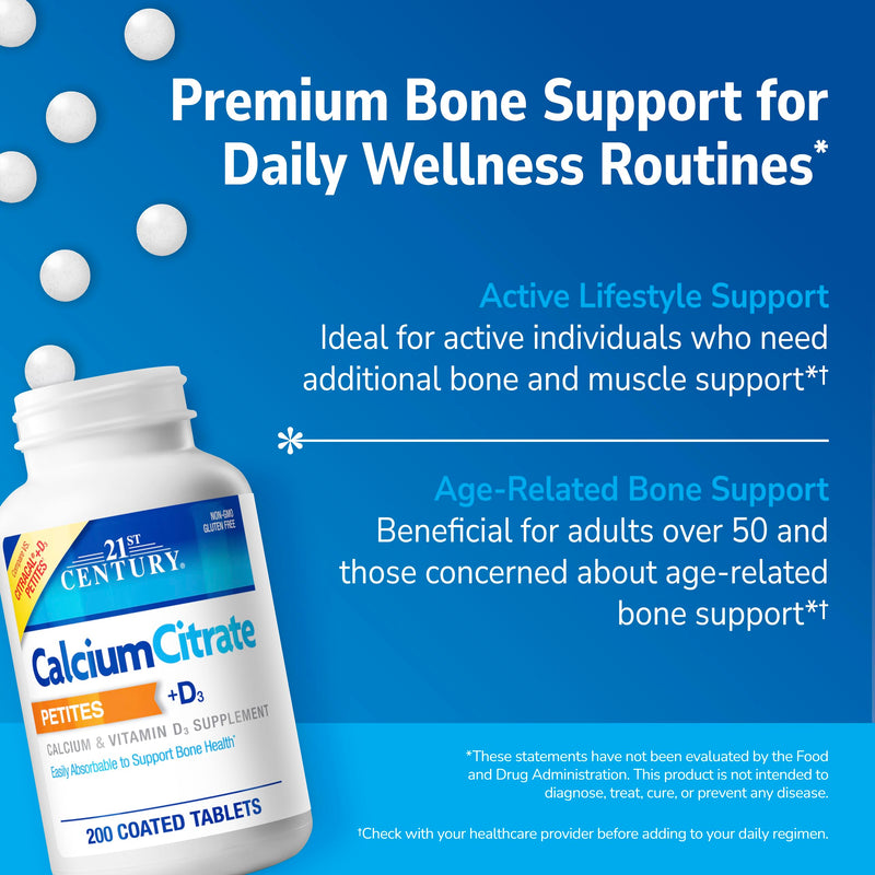 21st Century Calcium Citrate Plus D3 Maximum - 630 mg Calcium, Bone Health Support, Easily Absorbable, Gluten Free, Non-GMO, Compare to Citracal +D3, 400 Tablets 400 Count (Pack of 1)
