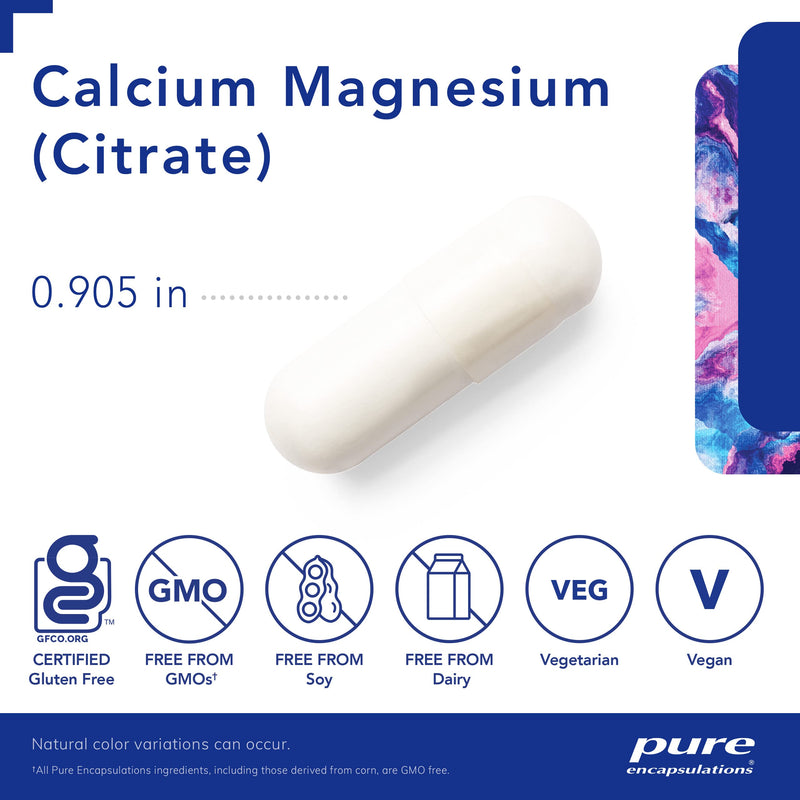 [Australia] - Pure Encapsulations Calcium Magnesium (Citrate) - 240 g Calcium & 240 g Magnesium - Bone Health Support - Non-GMO & Vegan - 180 Capsules 180 Count (Pack of 1) 