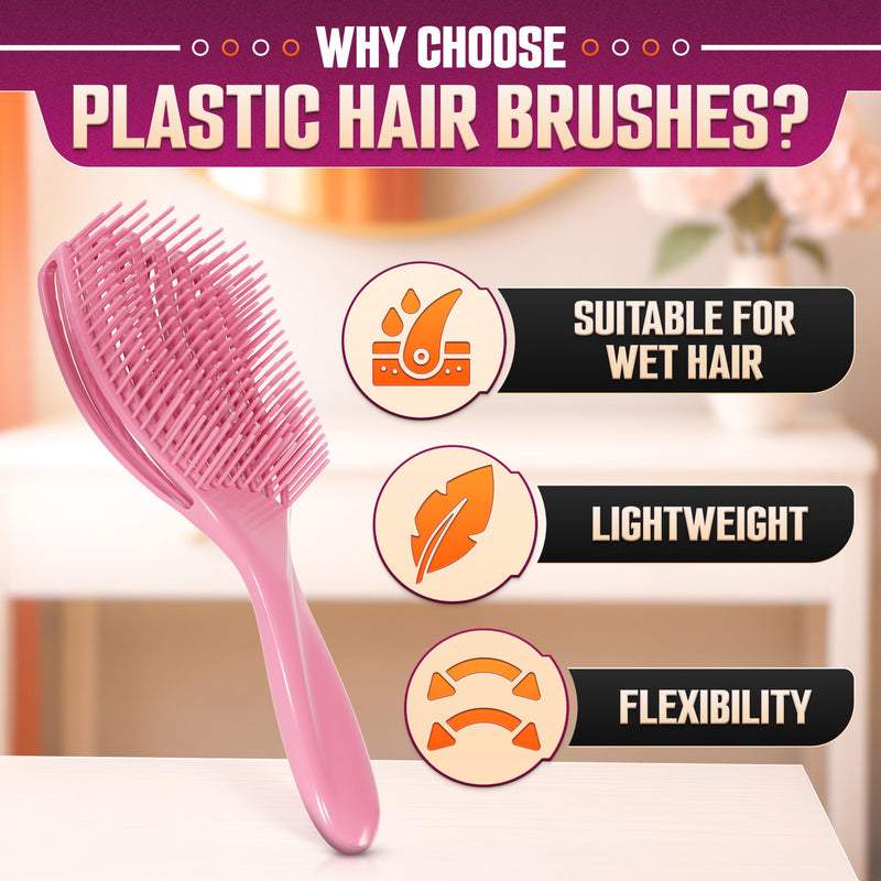 2 Pcs Detangling Curl Brush for Curly Hair Pink & Violet Set – Ergonomic Shell Shape Design and Scalp-Fitting Detangling Brush for Curly Hair and Locks – Easy Tangle Removal Curl Detangler Brushes 2 Pcs Seashell