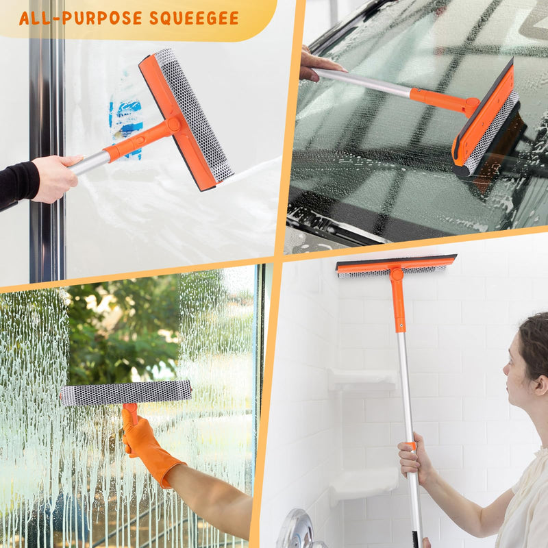 [Australia] - Window Squeegee for Home, Window Cleaner Tool with Extension Pole 20''-30'', Window Washer for Shower, Car Windshield, Mirror, Glass Cleaning Orange Telescopic Squeegee 