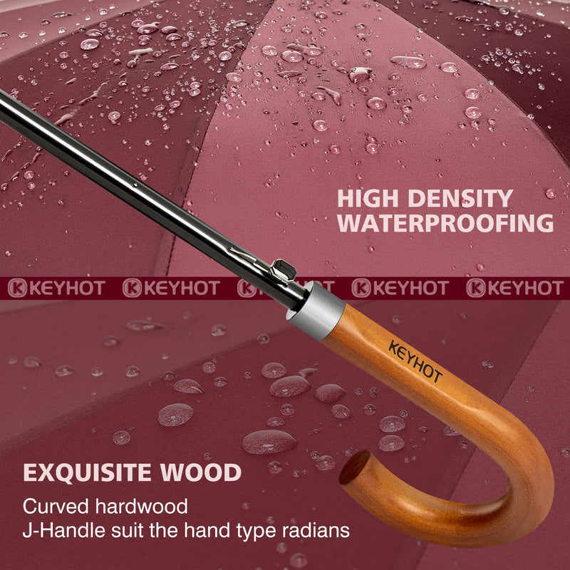 Golf Umbrella Windproof, Large Golf Umbrellas for Rain Heavy Duty Double Canopy, M/L/XL/XXL Automatic Open Golf Umbrella for Golf Bag Burgundy 55Inch