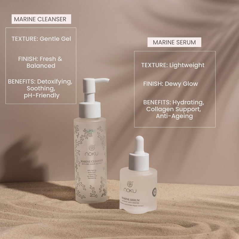Noku Marine Serum – Red Algae, Hyaluronic Acid & Vitamin C | Anti-Aging, Firming & Deep Hydration | Vegan, Cruelty-Free, Clean Skincare for Glowing Complexion (30ml)