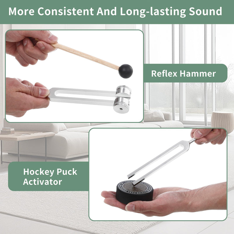 [Australia] - Healing Tuning Torks Set 128hz 136.1hz 256hz 384hz Tone Therapy Healing Sound Bath Instrument for Chakra Yoga Diapasones Terapeuticos Meditation Tools with Tuning Forks Stand and Activator 