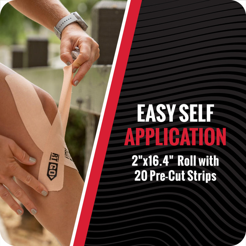 [Australia] - RockTape Go Standard Adhesive Pre-Cut Kinesiology Tape (Beige) Beige 