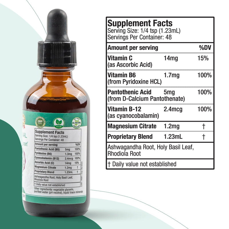 [Australia] - Active Adrenal - Advanced Adrenal Support Tincture - Liquid Delivery for Better Absorption - Ashwagandha, B-Vitamins, Magnesium and More 