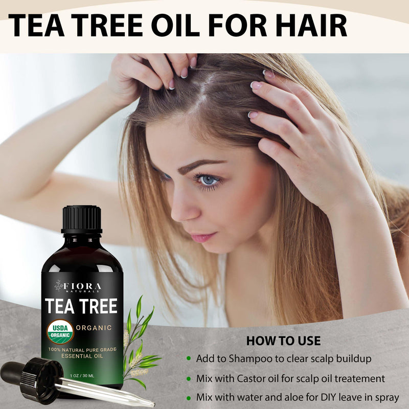 [Australia] - Tea Tree Oil ‚Äì 100% Pure Organic Tea Tree Essential Oil for Skin, Face, Hair, Scalp, Nails, and Toenail ‚Äì Therapeutic Grade Tree Tea Oil for Acne & Hair Growth ‚Äì 1 fl oz - by Fiora Naturals Organic Tea Tree Oil 1 Fl Oz (Pack of 1) 