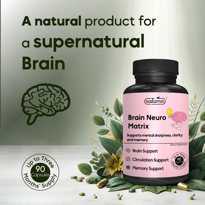 [Australia] - Nootropic Vitamin Brain Matrix- Ginkgo Biloba, Huperzine A, Bacopa Monnieri, L-Carnitine, Phosphatidylserine - Memory, Focus & Aging Support - 90 Tablets 3 Months' Supply. Decaffeinated 