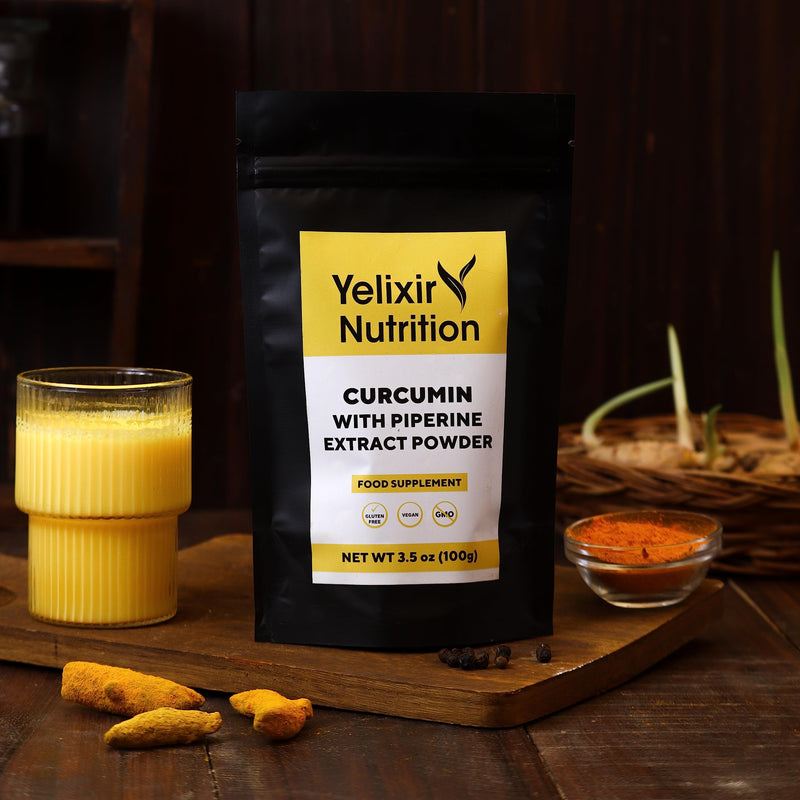 95% Curcumin Extract with Piperine Extract Powder 100 gram, High Strength Turmeric Curcumin 95% and Black Pepper Piperine, Maximum Absorption, Join Support