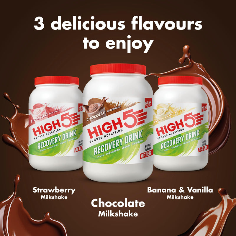 HIGH5 Recovery Drink - Carbohydrate and Whey Protein Powder (20g) for Muscle Recovery with Electrolytes Powder - Fast-Absorbing Post Workout Shake (Chocolate Milkshake, 450g - 9 Servings) Chocolate 450 g