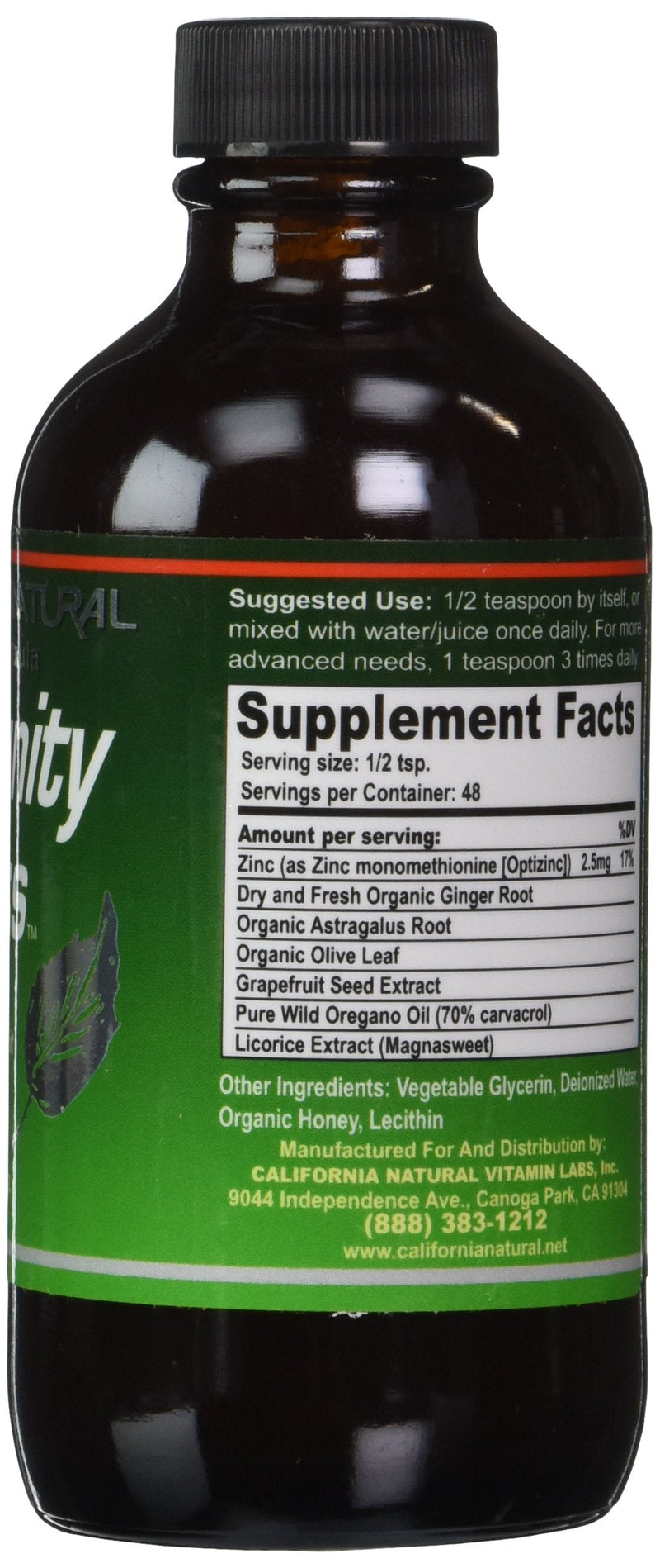 [Australia] - California Natural Immunity Shots 4oz Bottle Opti-Zinc, Organic Ginger Root, Oregano Oil - Potent & Pure Immune System Booster - Immune System Support (Pack of 1) 