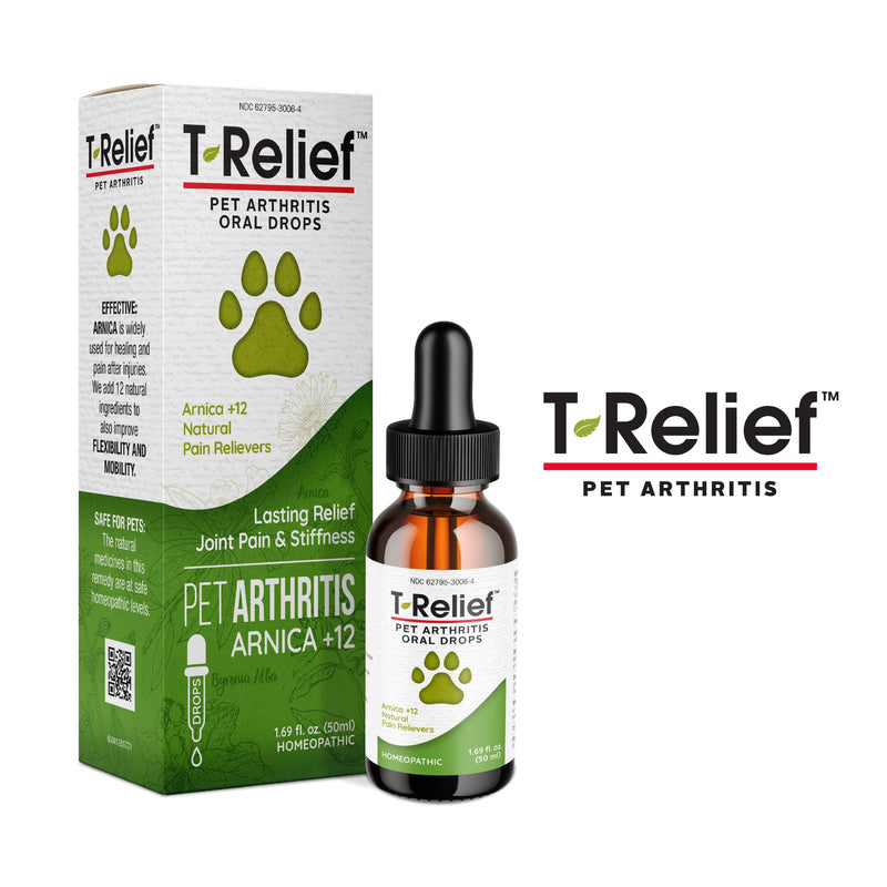 MediNatura T-Relief Pet Arthritis Relief Arnica +12 Powerful Natural Homeopathic Medicines Help Ease Hip & Joint Pain Soreness & Stiffness for Dog & Cat - 90 Tablets (2 Pack) - PawsPlanet Australia