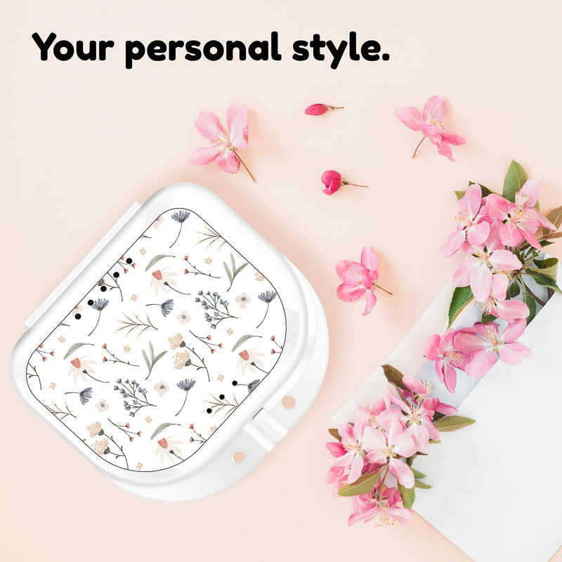 [Australia] - Retainer Cases Cute, Retainer Holder Case 1 Pack, Aligner Case with Colorful Novelty Cute Patterns, Night Guard Case with Floral Patterns (White) 