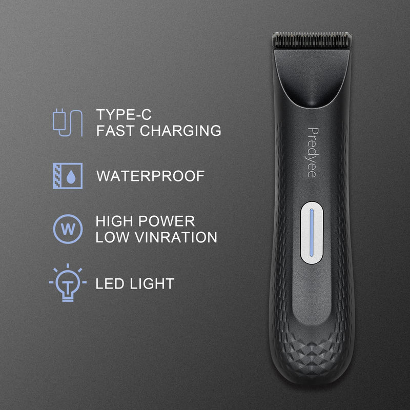 Manscape Trimmer for Men - IPX7 Waterproof Ball/Body Trimmer w/LED Light & Ceramic Blade, 120Min Groomer for Pubic/Groin/Chest, USB-C Fast Charge, No Nicks, Gifts for Him Dad Husband