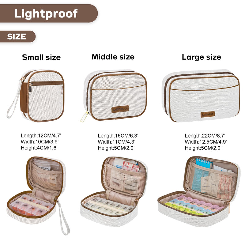Weekly Travel Pill Organizer 3 Times a Day for Purse with Canvas Pill Case | Cute Am Pm Pill Box 7 Day ,Travel Medicine Organizer Pill Container Holder for Vitamins,Fish Oils,Medication,Medical Supplies Brown 03 Large
