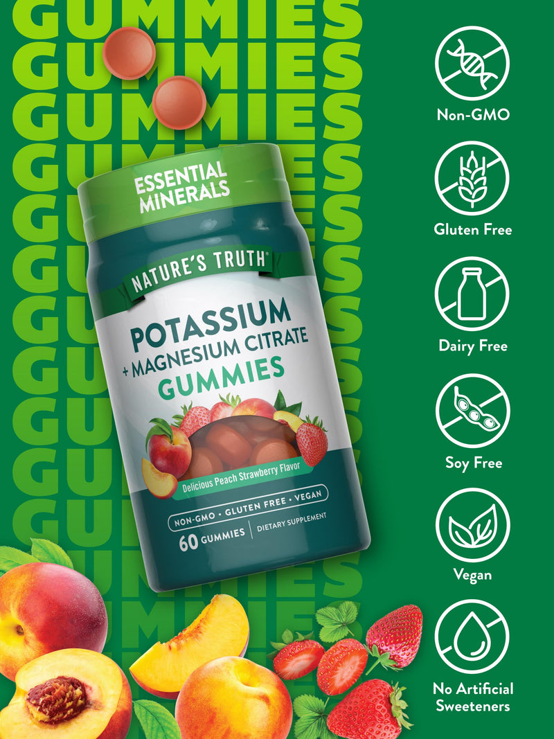 [Australia] - Nature's Truth Potassium Magnesium Citrate Gummies | 60 Count | Vegan, Non-GMO & Gluten Free Supplement 60 Count (Pack of 1) 