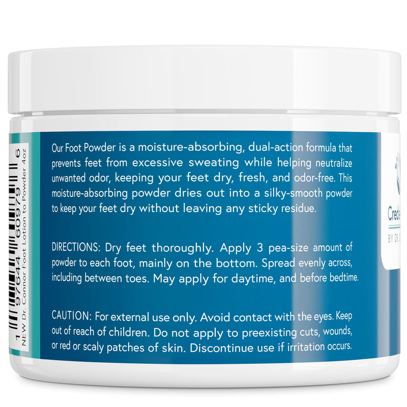 Foot Lotion to Powder for Excessive Sweating - Plant Based Foot Powder for Smelly Feet - Foot Odor Eliminator & Foot Lotion for Dry Feet - 4oz Unscented
